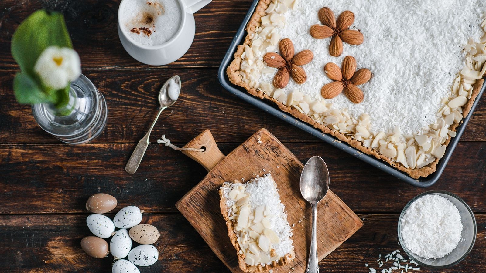 Mazurek jaglany kokosowo-migdałowy