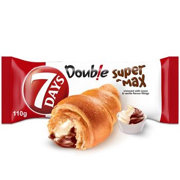 7Days Double Super Max rogalik z ciasta francuskiego z nadzieniem o smaku kakaowo-waniliowym - 110 g
