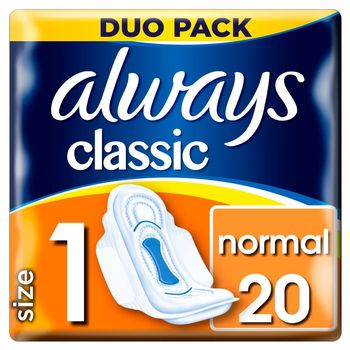 Always Classic Normal Podpaski ze skrzydełkami, 20 sztuk