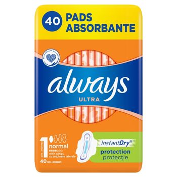 Always Ultra Normal (rozmiar 1) Podpaski ze skrzydełkami, 40 sztuk