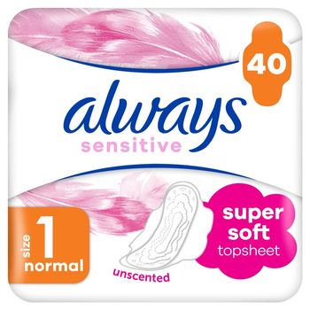 Always Ultra Sensitive Normal Plus (rozmiar 1) Podpaski ze skrzydełkami, 40 sztuk