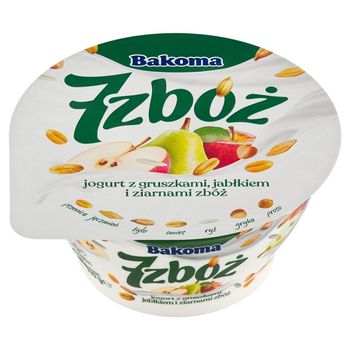 Bakoma 7 zbóż Jogurt z gruszkami jabłkiem i ziarnami zbóż 140 g