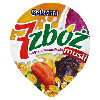 Bakoma 7 zbóż musli daktyle-suszona śliwka Jogurt 200 g