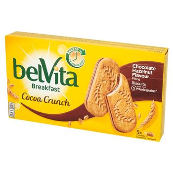belVita Breakfast Cocoa Crunch Ciastka zbożowe 253 g (5 x 2 sztuki)