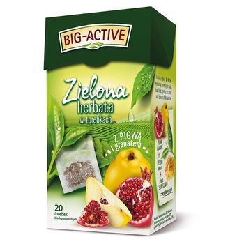 Big-Active Zielona herbata w torebkach z pigwą i granatem 34 g (20 x 1,7 g)