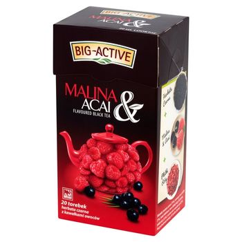 Big-Active Malina & Acai Herbata czarna z kawałkami owoców 40 g (20 torebek)