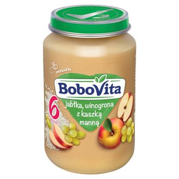 BoboVita Jabłka i winogrona z kaszką manną po 6 miesiącu 190 g