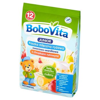 BoboVita Junior Kaszka mleczno-ryżowa owocowo-waniliowa z chrupkami ryżowymi po 12 miesiącu 230 g