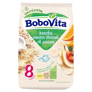 BoboVita Kaszka mleczno-zbożowa 4 owoce po 8 miesiącu 230 g
