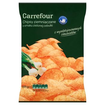 Carrefour Chipsy ziemniaczane o smaku zielonej cebulki 225 g