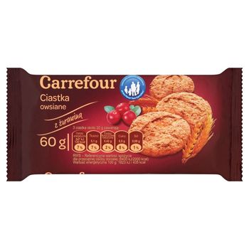 Carrefour Ciastka owsiane z żurawiną 60 g