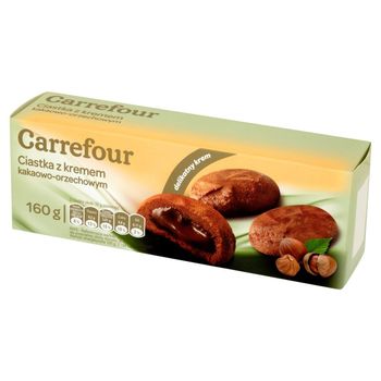 Carrefour Ciastka z kremem kakaowo-orzechowym 160 g
