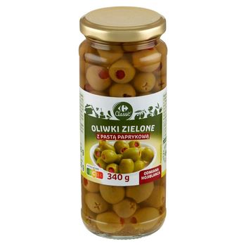 Carrefour Classic Oliwki zielone odmiana Hojiblanca z pastą paprykową 340 g