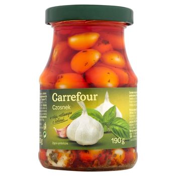 Carrefour Czosnek w oleju roślinnym z ziołami 190 g