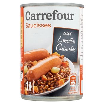 Carrefour Danie gotowe kiełbaski wieprzowo-indycze z soczewicą 420 g