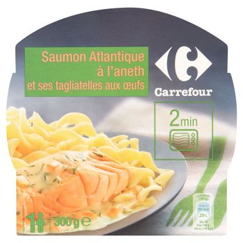 Carrefour Danie gotowe łosoś atlantycki z koperkiem i makaronem jajecznym 300 g