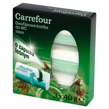 Carrefour Dwufazowa kostka do WC zapas o zapachu leśnym 3 x 40 g