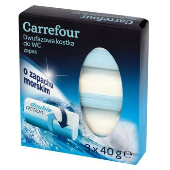 Carrefour Dwufazowa kostka do WC zapas o zapachu morskim 3 x 40 g