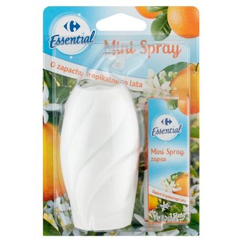 Carrefour Essential Mini Spray Odświeżacz o zapachu tropikalnego lata 15 ml