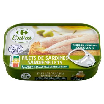 Carrefour Extra Filety z sardynek w oliwie z oliwek extra virgin 100 g