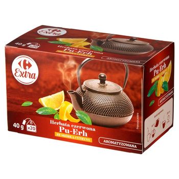 Carrefour Extra Herbata czerwona Pu-Erh ze skórką cytryny 40 g