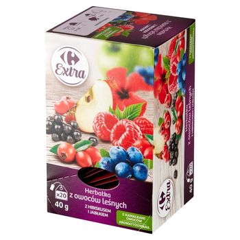 Carrefour Extra Herbatka z owoców leśnych z hibiskusem i jabłkiem 40 g (20 x 2 g)