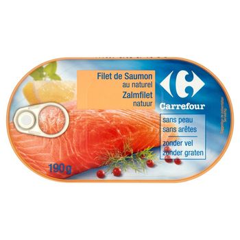 Carrefour Filet z łososia bez skóry w sosie własnym 190 g