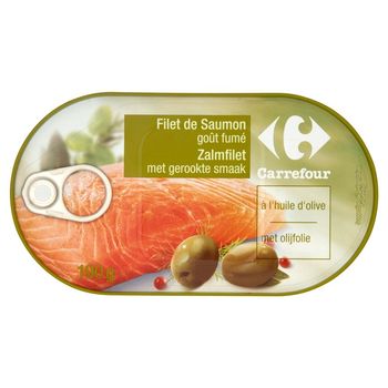 Carrefour Filet z łososia o smaku wędzonym w oliwie z oliwek 190 g