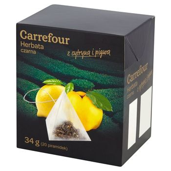 Carrefour Herbata czarna z cytryną i pigwą 34 g (20 torebek)
