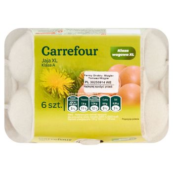 Carrefour Jaja kurze z chowu klatkowego XL 6 sztuk