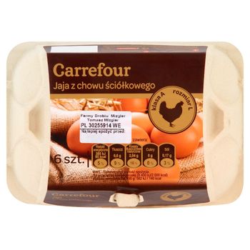 Carrefour Jaja z chowu ściółkowego L 6 sztuk