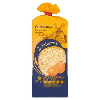 Carrefour Makaron nitki z kurkumą 2-jajeczny 250 g