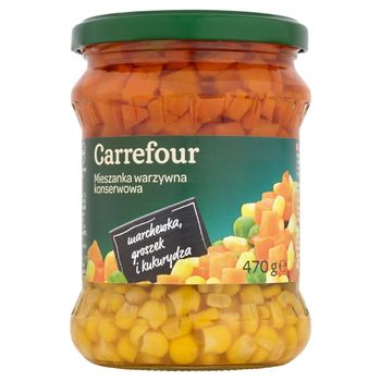 Carrefour Mieszanka warzywna konserwowa marchewka groszek i kukurydza 470 g