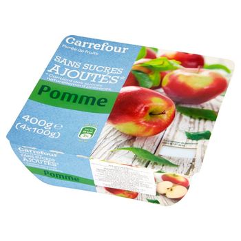 Carrefour Mus owocowy jabłkowy 400 g (4 sztuki)