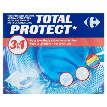 Carrefour Total Protect Tabletki odkamieniające 3w1 180 g (15 x 12 g)