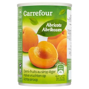 Carrefour Połówki moreli w delikatnie słodzonym syropie 420 g