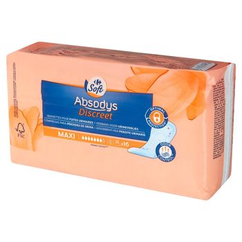 Carrefour Soft Absodys Maxi Wyrób medyczny wkładki urologiczne dla osób nietrzymaniem moczu 16 sztuk