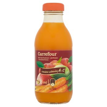 Carrefour Sok marchwiowo-jabłkowo-brzoskwiniowy 300 ml