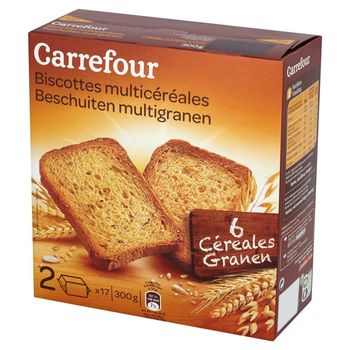 Carrefour Sucharki wieloziarniste 300 g (2 x 17 sztuk)