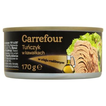 Carrefour Tuńczyk w kawałkach w oleju roślinnym 170 g