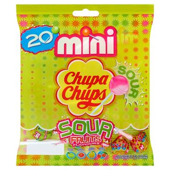 Chupa Chups Mini Kwaśne lizaki wielosmakowe 120 g (20 sztuk)
