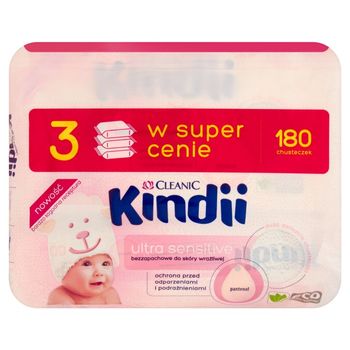 Cleanic Kindii Ultra Sensitive Chusteczki do skóry wrażliwej 180 sztuk