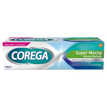 Corega Wyrób medyczny krem mocujący do protez zębowych super mocny mocno miętowy 40 g