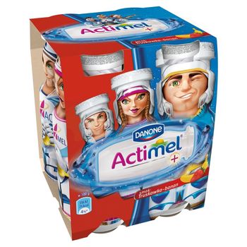 Danone Actimel Truskawka-Banan Napój mleczny 400 g (4 sztuki)