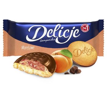 Delicje Szampańskie Biszkopty z galaretką morelową oblewane czekoladą 147 g