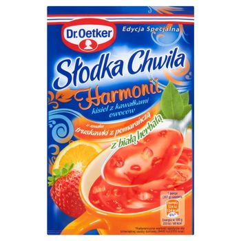 Dr. Oetker Słodka Chwila Harmonii Kisiel z kawałkami owoców o smaku truskawki z pomarańczą 32 g