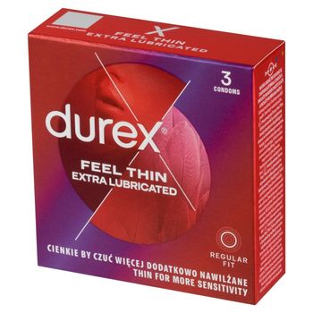 Durex Feel Thin Extra Lubricated Wyrób medyczny prezerwatywy 3 sztuki