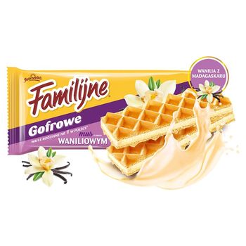 Familijne Gofrowe wafle mus o smaku waniliowym 130 g