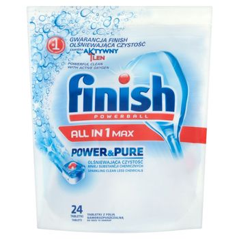 Finish Powerball All in 1 Max Power&Pure Tabletki do mycia naczyń w zmywarkach 446 g (24 sztuki)