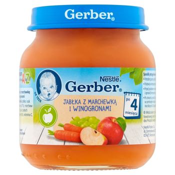 Gerber Jabłka z marchewką i winogronami po 4 miesiącu 125 g